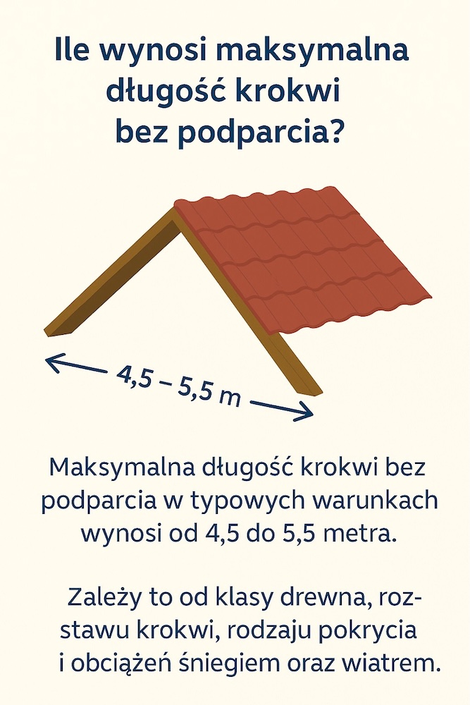 maksymalna długość krokwi bez podparcia - wymiary i wyjaśnienie 