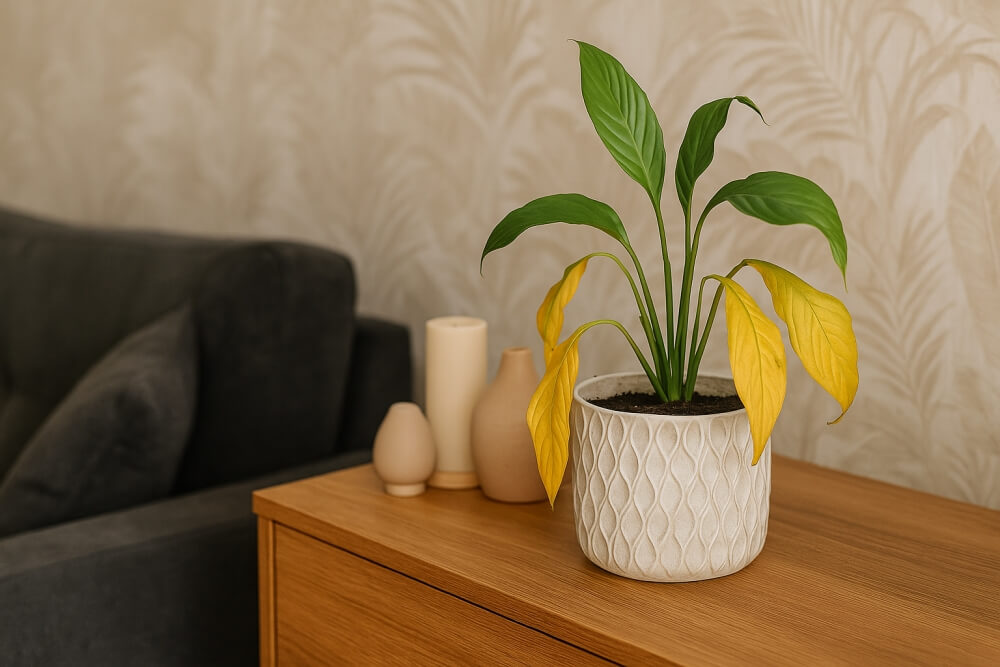 przelany skrzydłokwiat z opadającymi liścmi