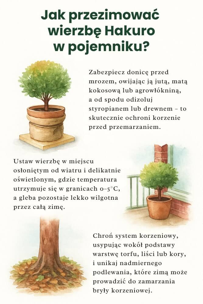 wierzba hakuro zimą w donicy - zasady zimowania 