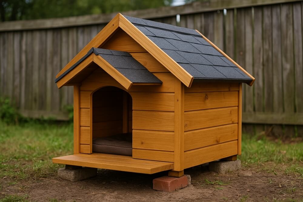 buda dla psa - projekt z podwójnym daszkiem na stabilnym podłożu