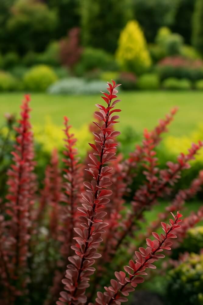 drzewka z czerwonymi liśćmi na przykładzie berberysu