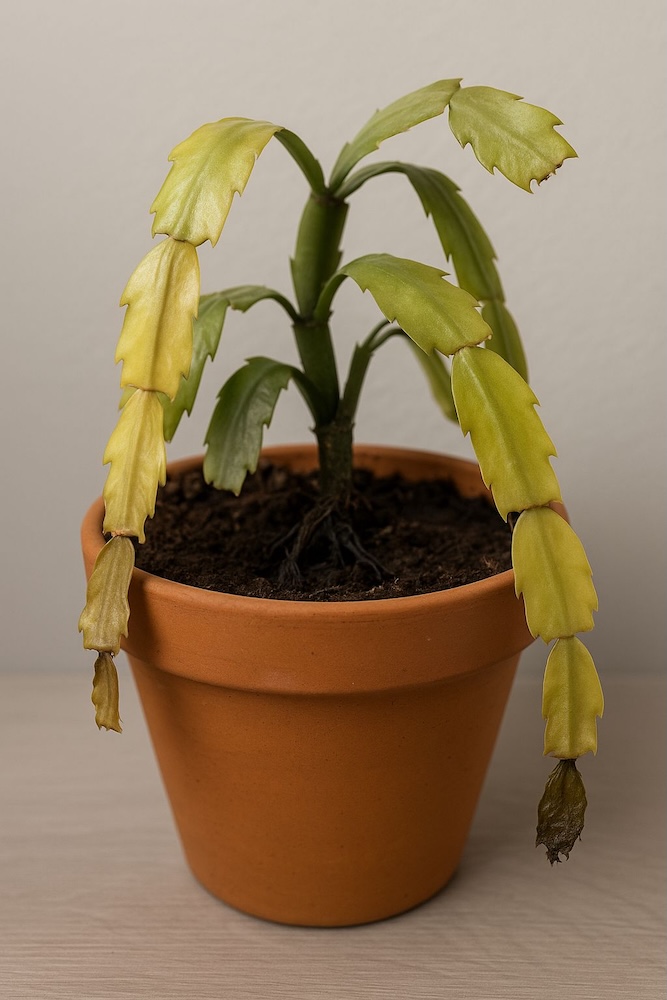 grudnik wiotkie liście z powodu przelania 