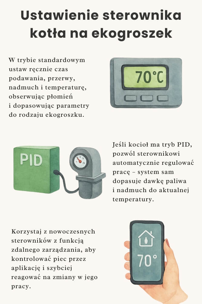 jak ustawić piec na ekogroszek z podajnikiem ślimakowym - parametry sterownika