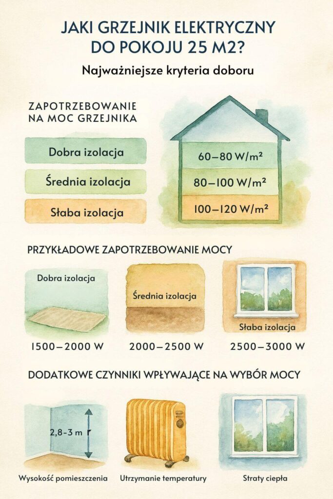 Jaki grzejnik elektryczny do pokoju 25m2? Najważniejsze zasady doboru