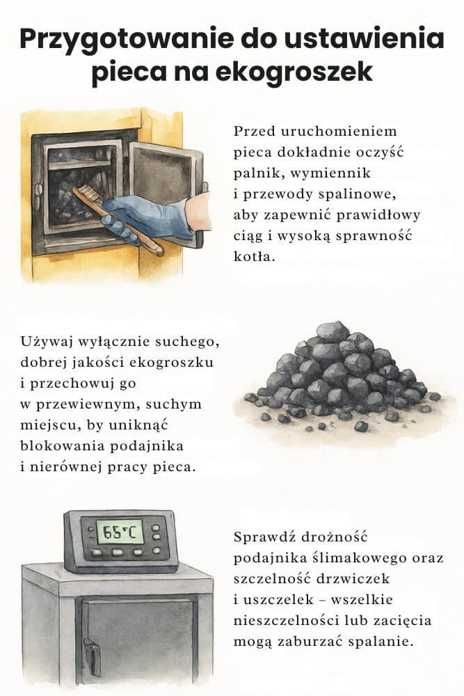 jak wygląda przygotowanie do ustawienia pieca na ekogroszek
