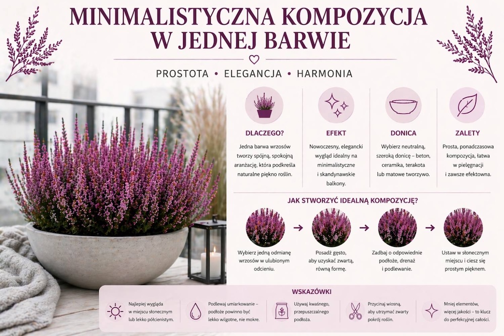 prosta kompozycja z wrzosami na balkon 