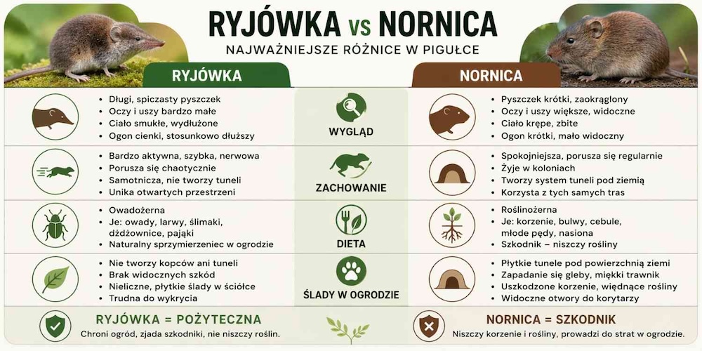 ryjówka a nornica - porównanie różnic 