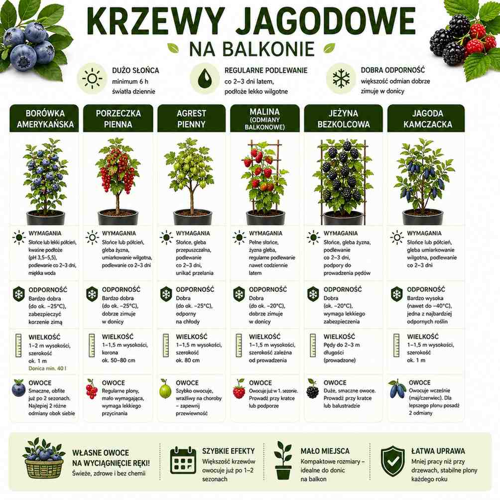 drzewka na balkonie - krzewy z jagodami 