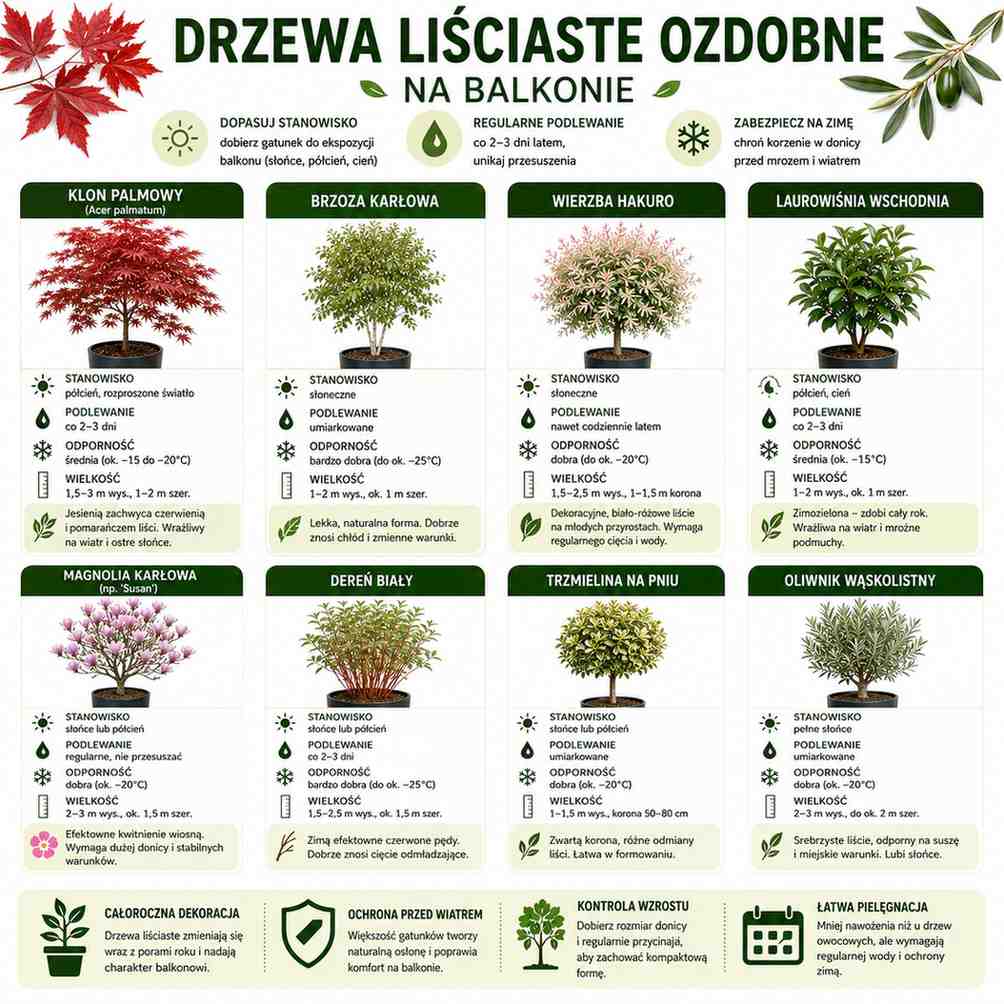 drzewka na balkonie liściaste 
