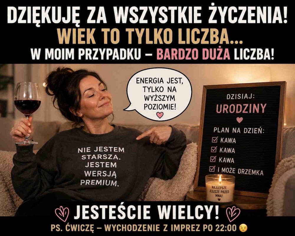 memy - śmieszne podziękowania za życzenia urodzinowe na fb z wiekiem 