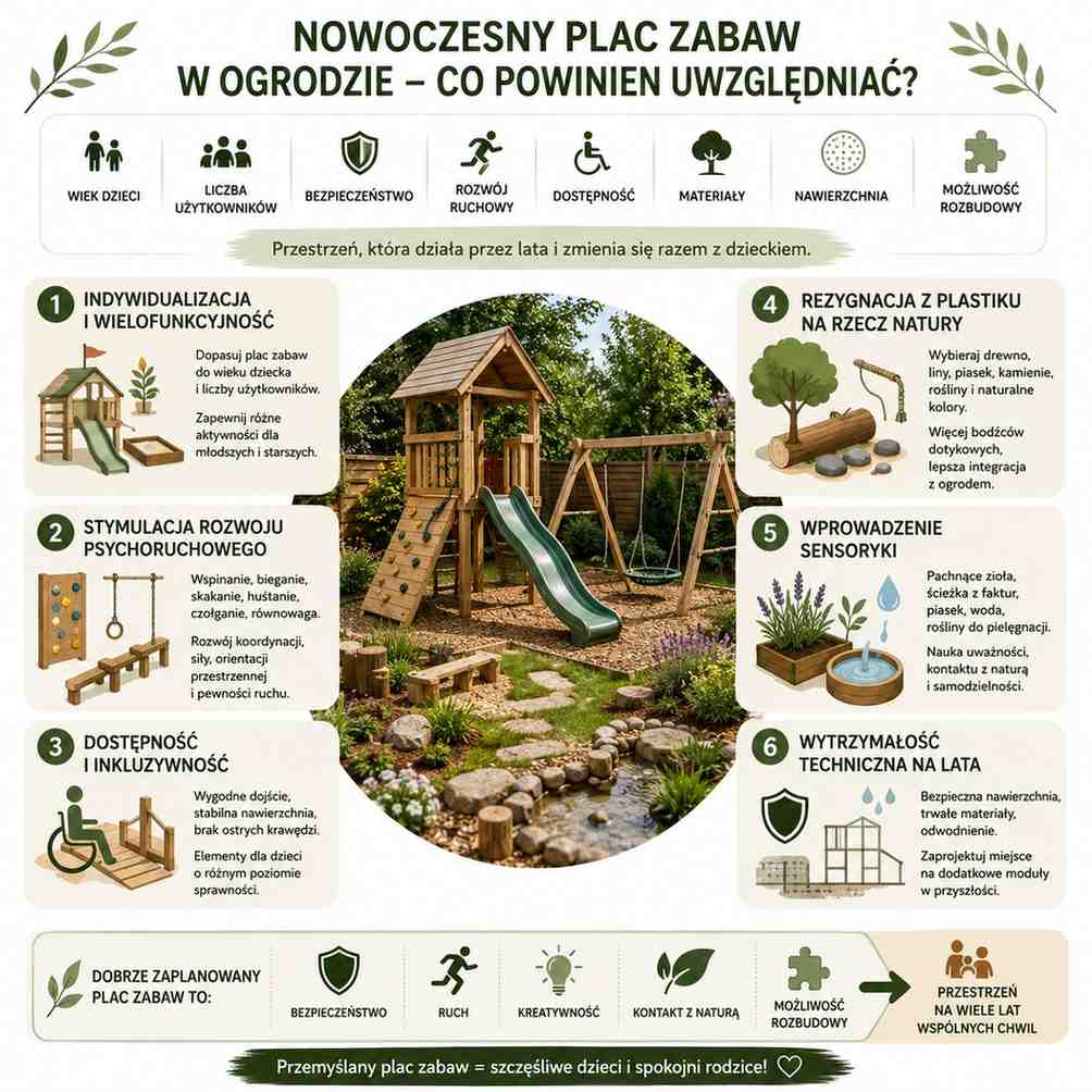 nowoczesny plac zabaw w ogrodzie - najważniejsze cechy nowoczesny plac zabaw w ogrodzie - cechy