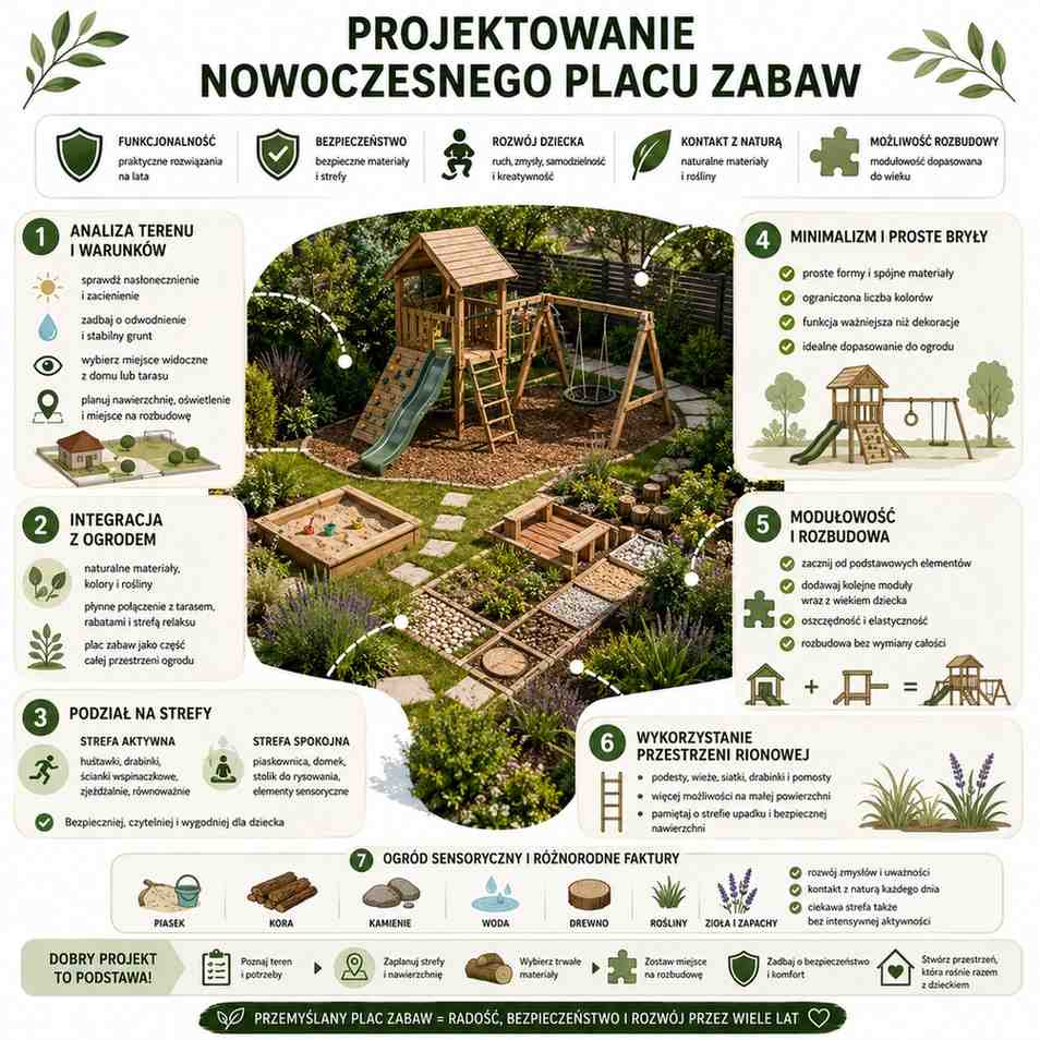 nowoczesny plac zabaw w ogrodzie - projekt nowoczesny plac zabaw w ogrodzie - jak zaprojektować