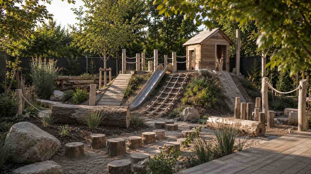 plac zabaw natural playground plac zabaw ze skarpą i drewnem