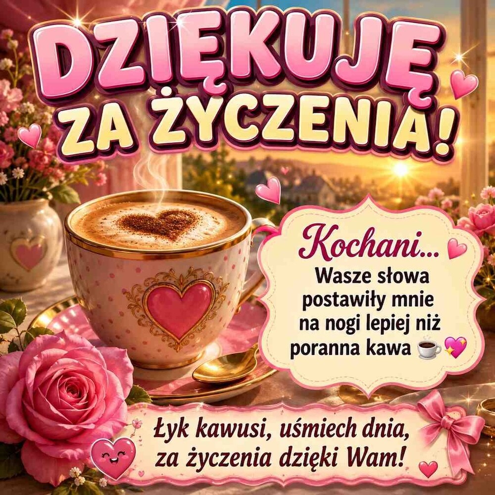 smacznej kawusi - podziękowanie za życzenia 