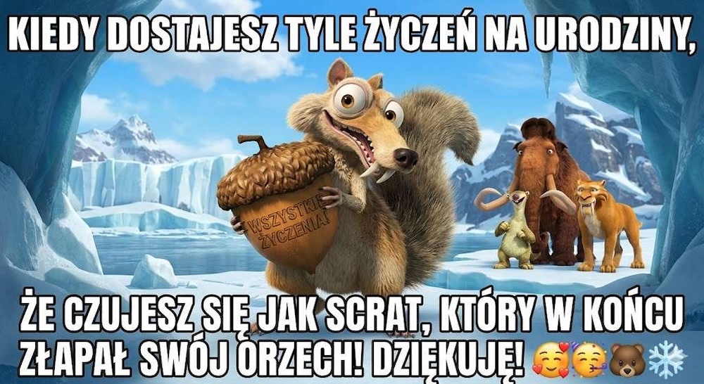 dziękuję za życzenia - epoka lodowcowa 