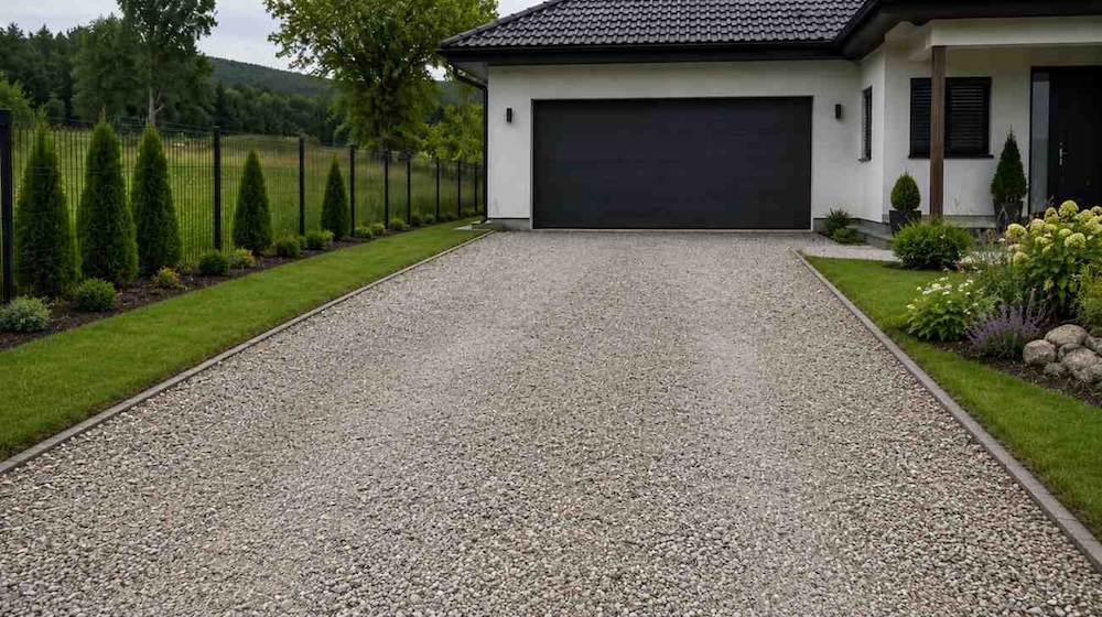 pomysł na tani podjazd z kamieni 