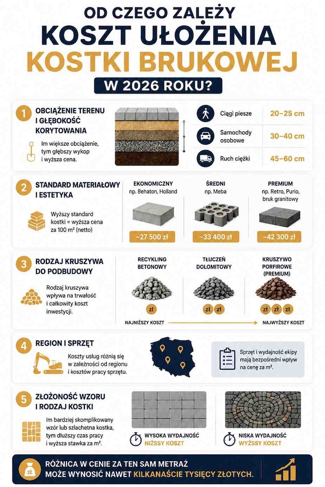 przykładowy kosztorys na ułożenie kostki brukowej - co wpływa na cenę 