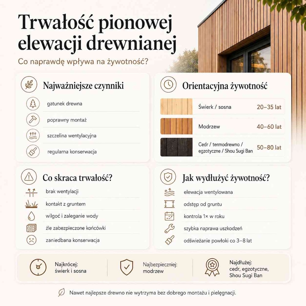 elewacje drewniane pionowe - wytrzymałość
