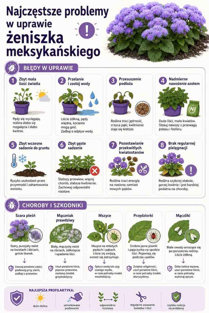 żeniszek meksykański - częste błędy i choroby 