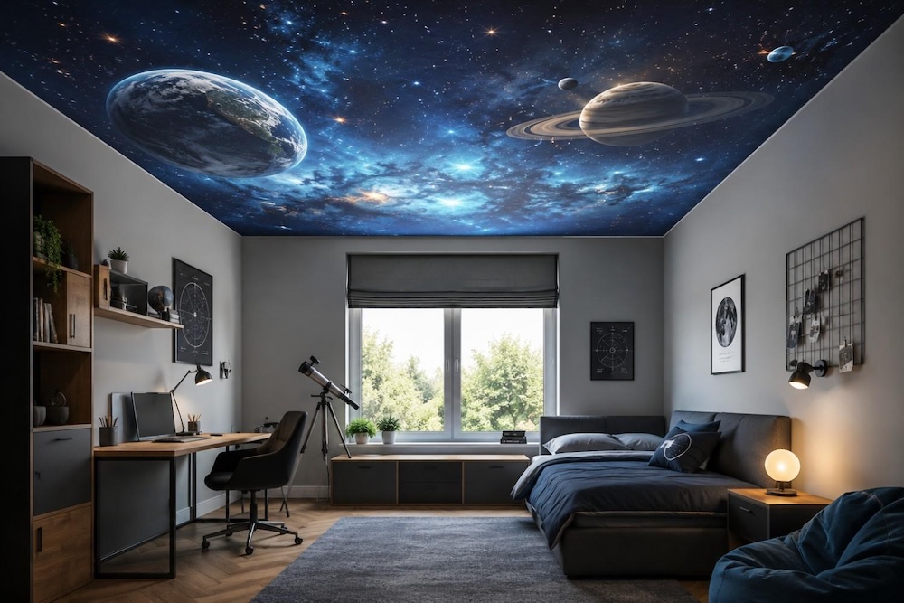 sufit napinany z efektem kosmosu  