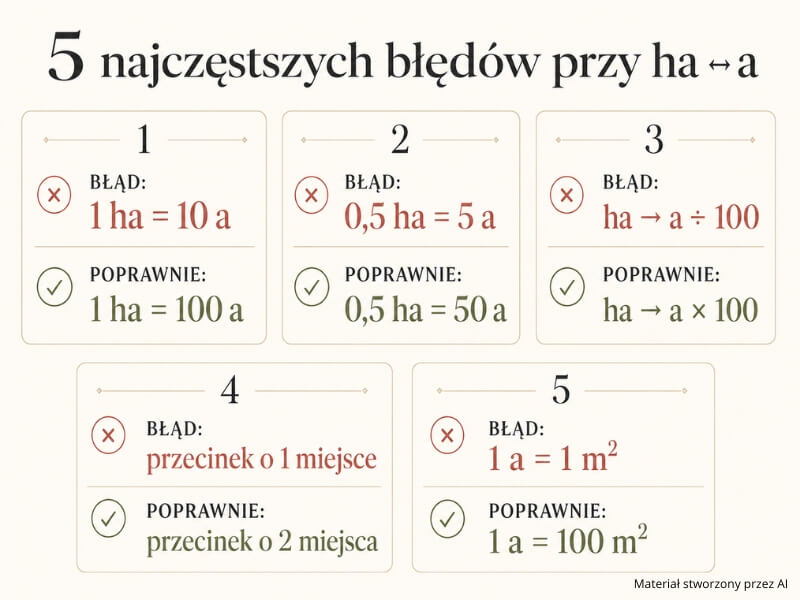 najczęstsze błędy podczas zamiany hektarów na ary