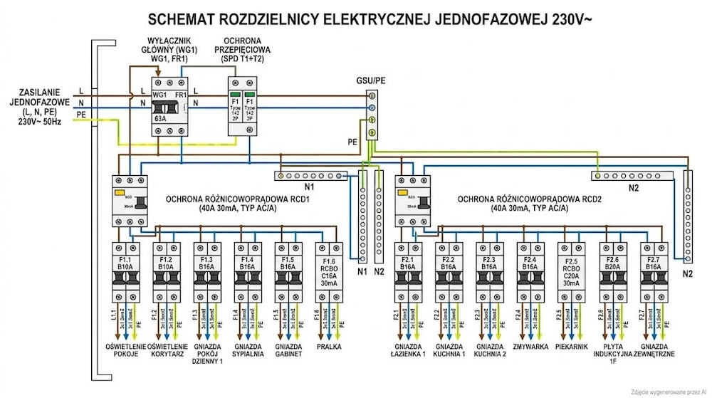 jak podłączyć bezpieczniki w skrzynce - schemat rozdzielnicy elektrycznej jednofazowej jak podłączyć bezpieczniki w skrzynce - schemat rozdzielnicy jednofazowej