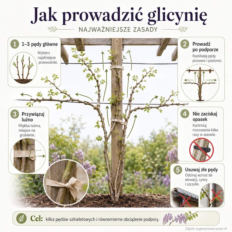 jak prowadzić glicynię po podporze 