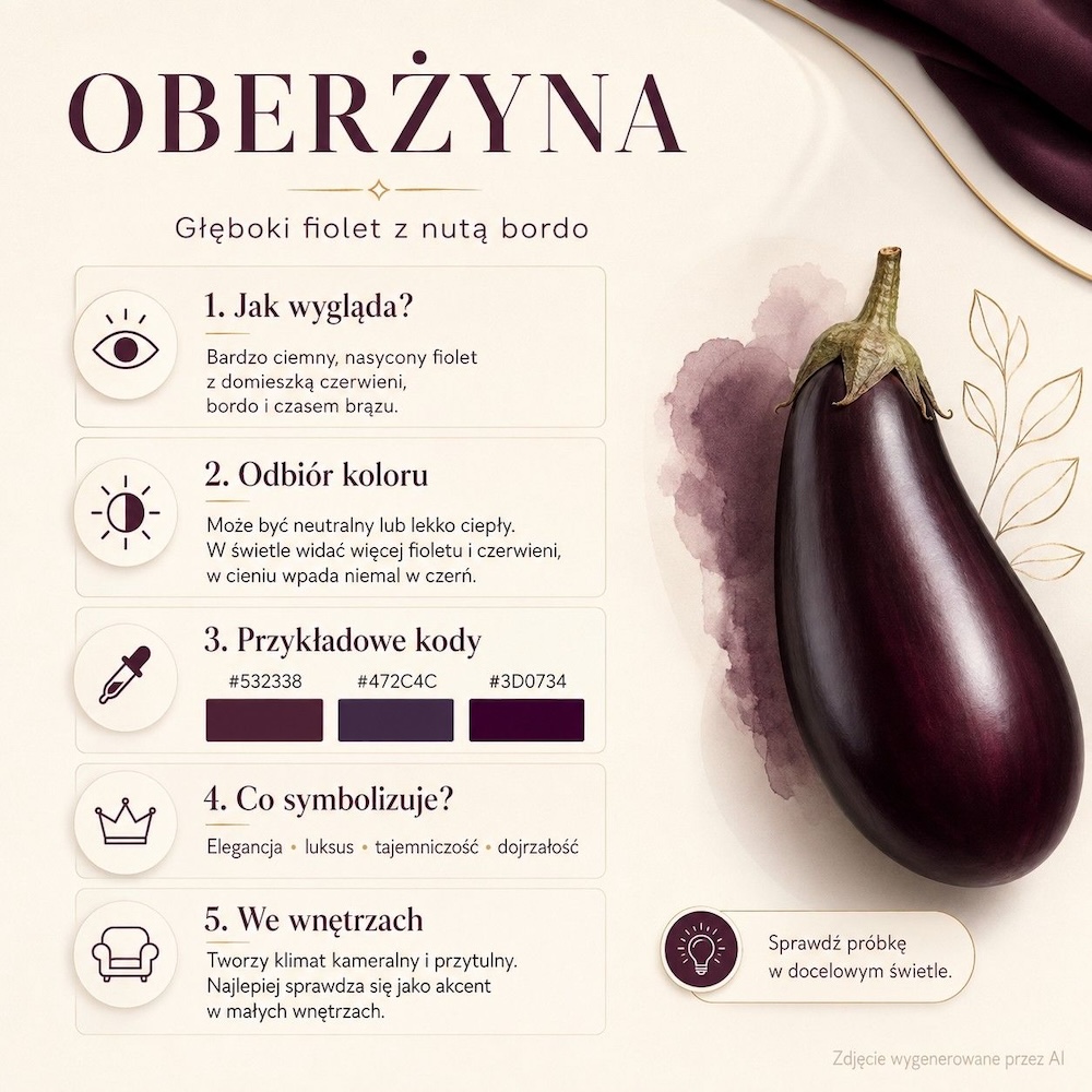kolor oberżyna - cechy barwy 