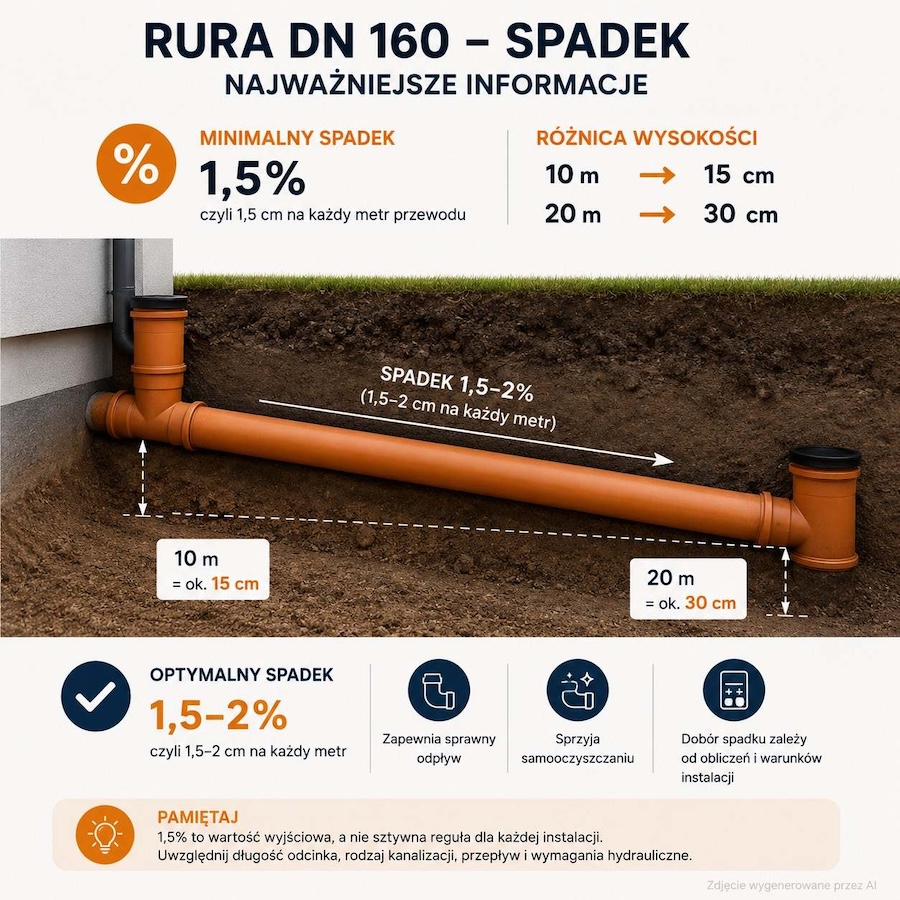 minimalny spadek dla rury 160 - zakres minimalny spadek dla rury 160 - najważniejsze informacje