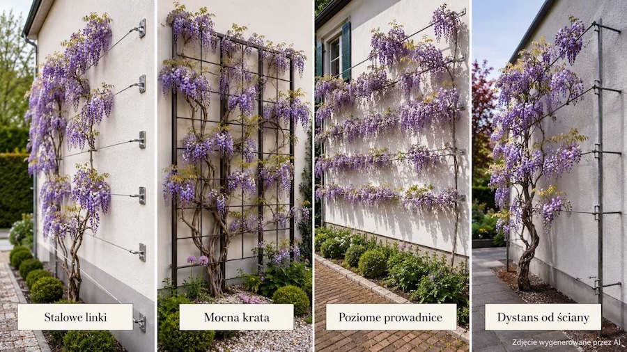 glicynia na podporze ściennej 