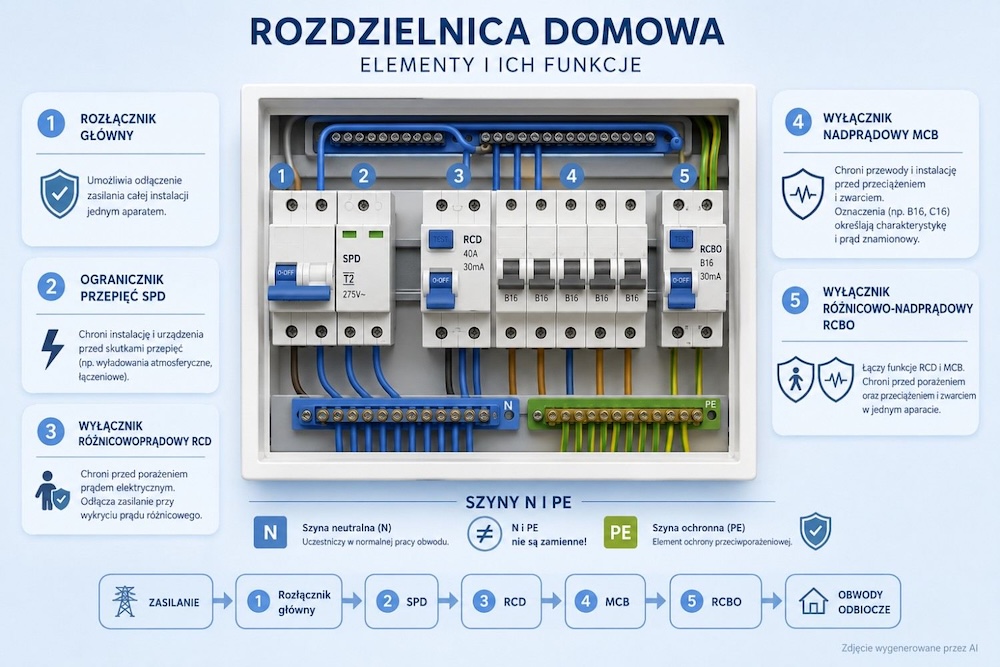 elementy rozdzielnicy domowej rozdzielnica domowa i jej elementy